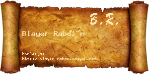 Blayer Rabán névjegykártya